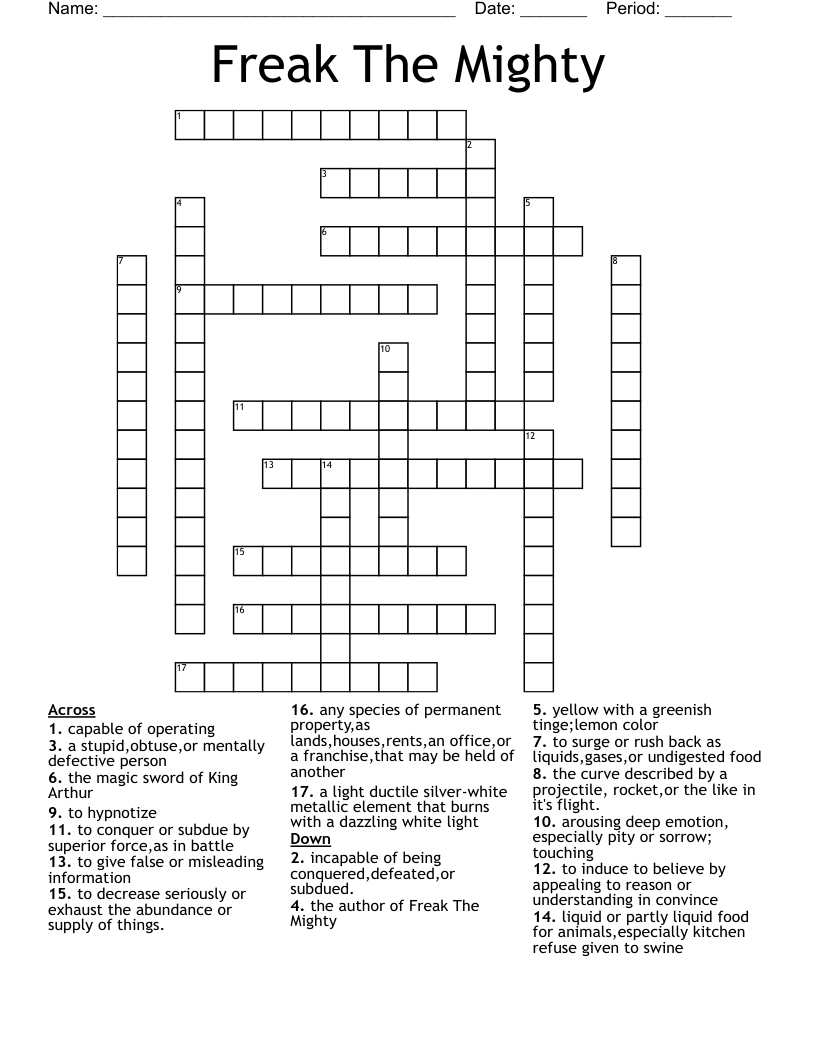Freak The Mighty Crossword