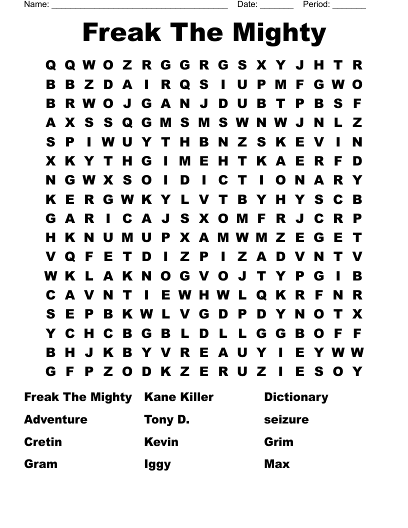 Freak The Mighty Word Search