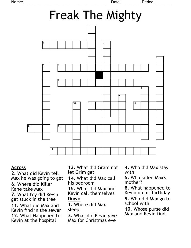 Freak The Mighty Crossword