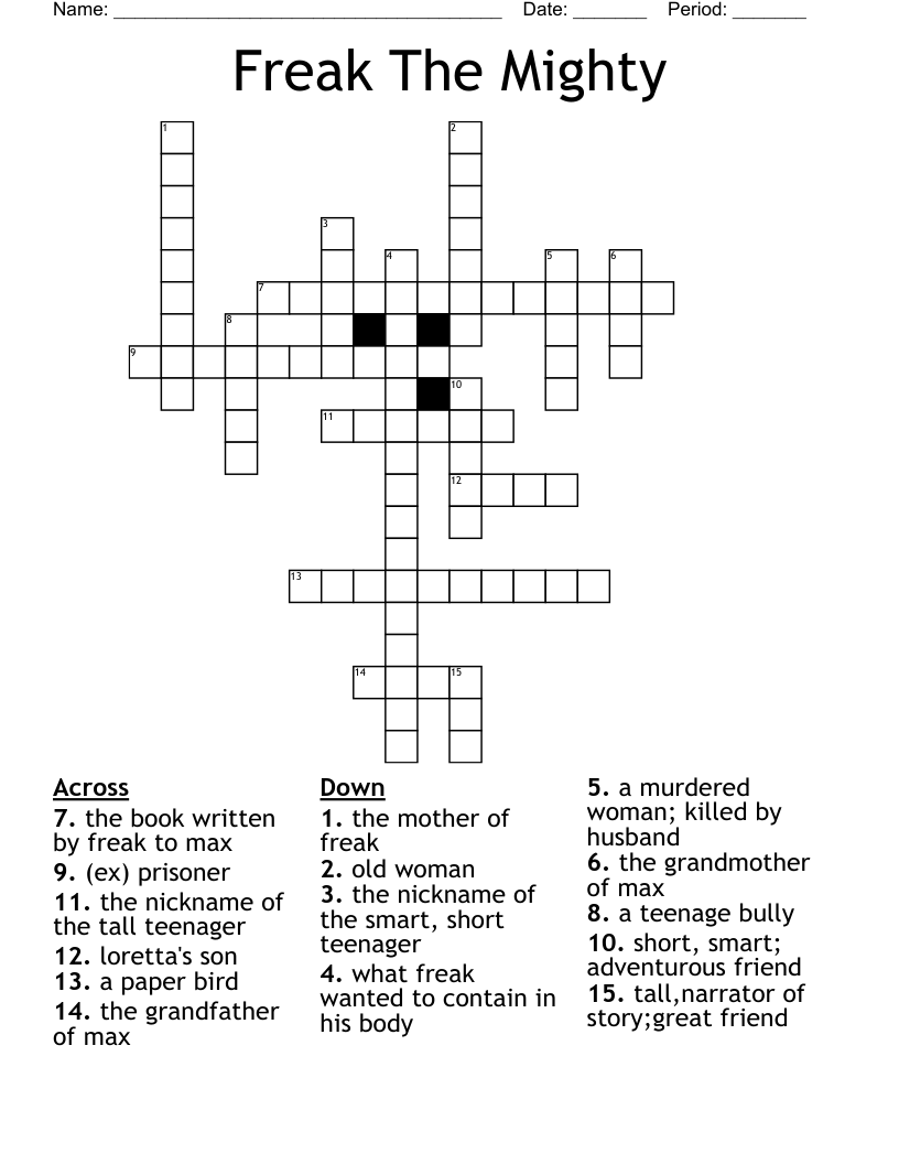 Freak The Mighty Crossword