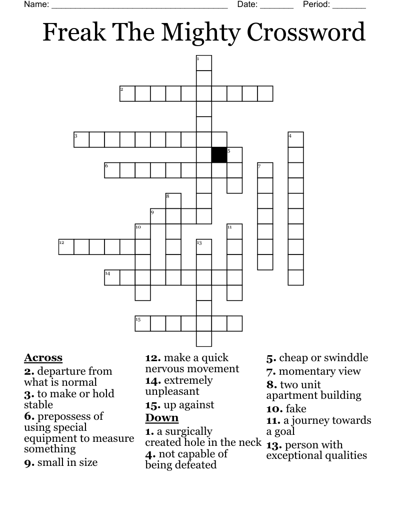 Freak The Mighty Crossword