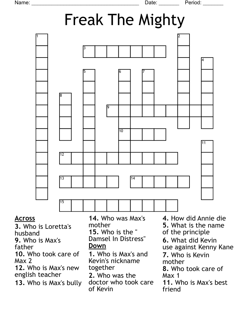 Freak The Mighty  Crossword