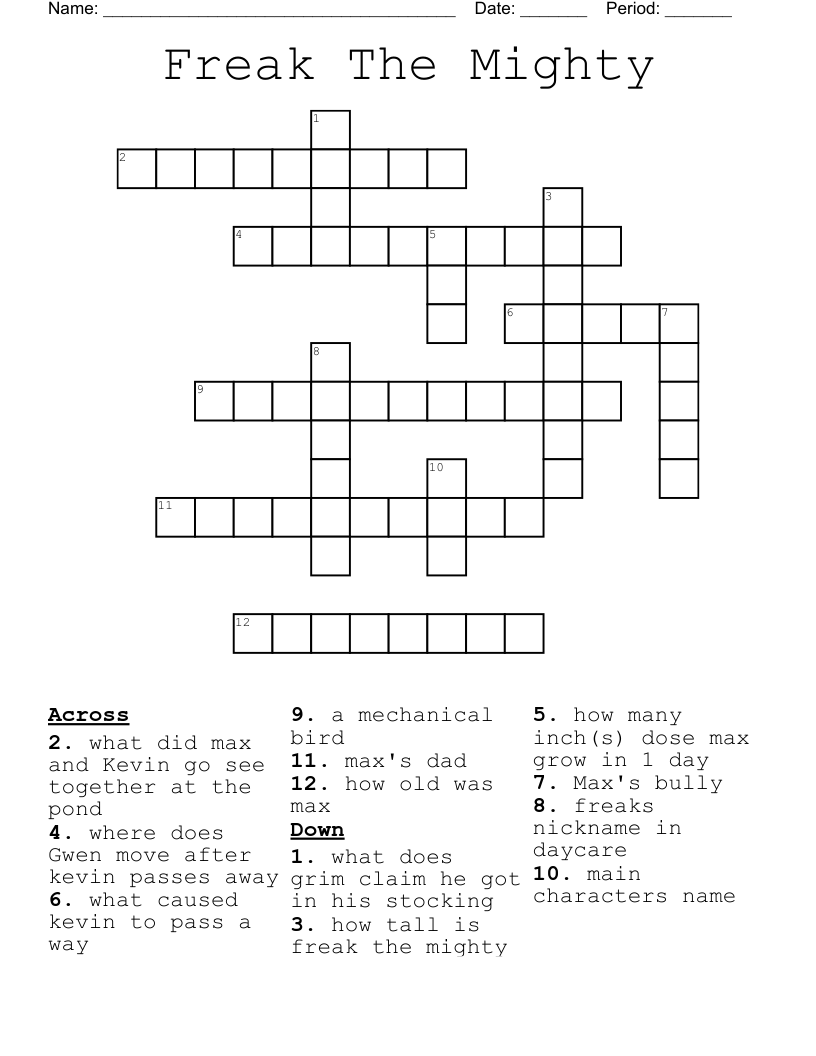 Freak The Mighty  Crossword