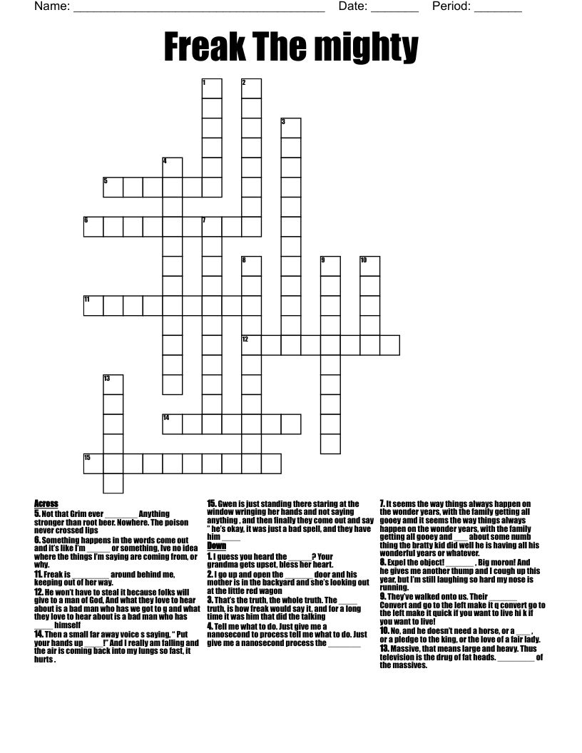 Freak The mighty  Crossword