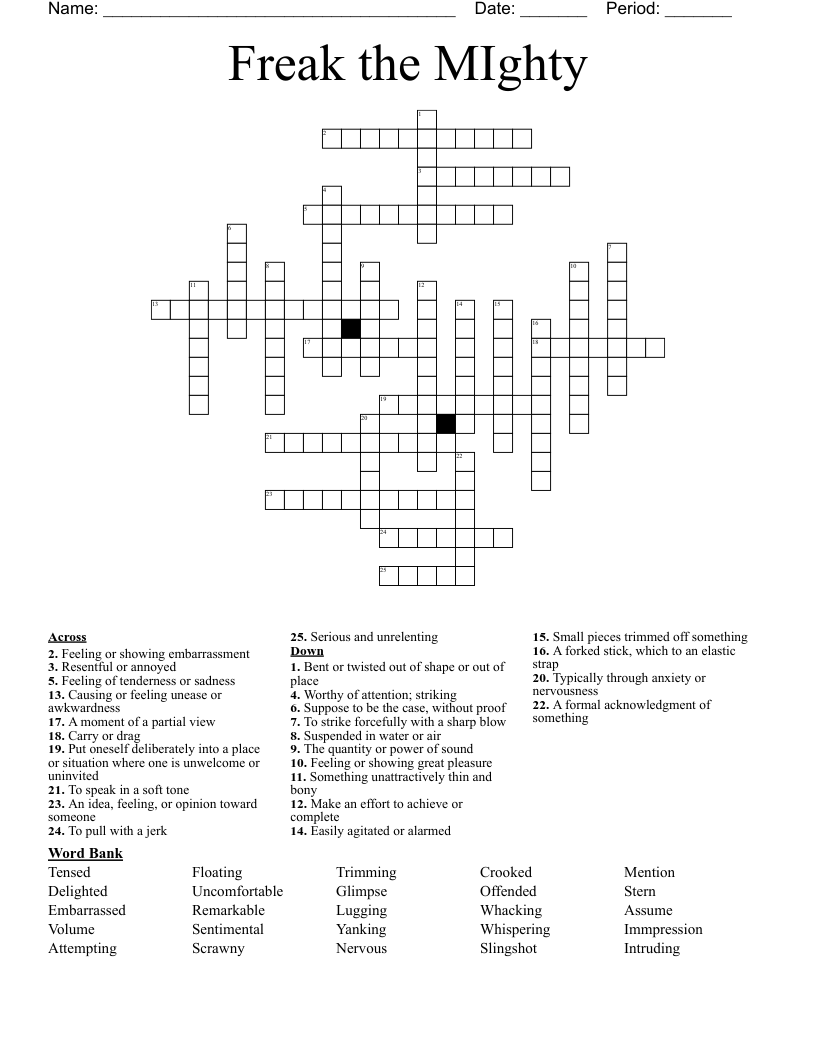 Freak the MIghty Crossword