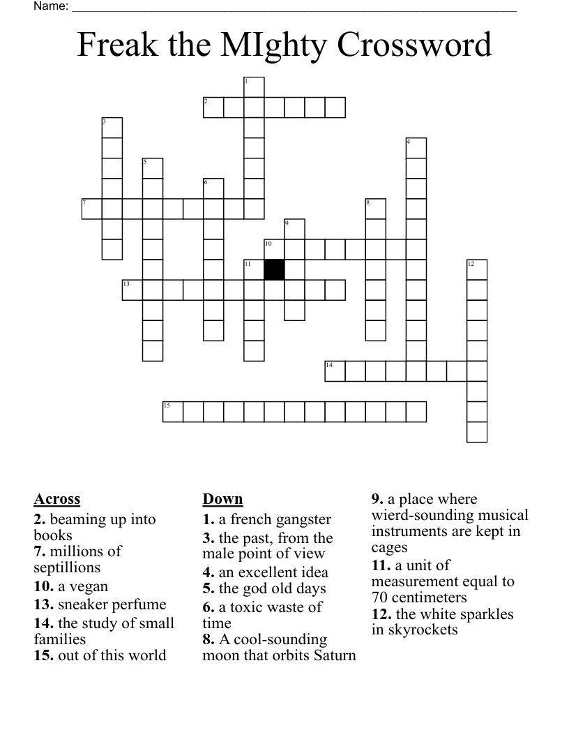 Freak the MIghty Crossword