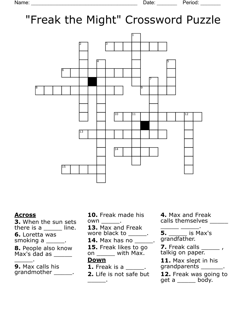 "Freak the Might" Crossword Puzzle