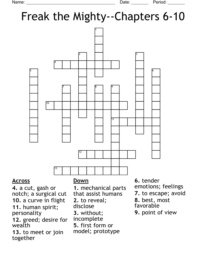 Freak the Mighty--Chapters 6-10 Crossword