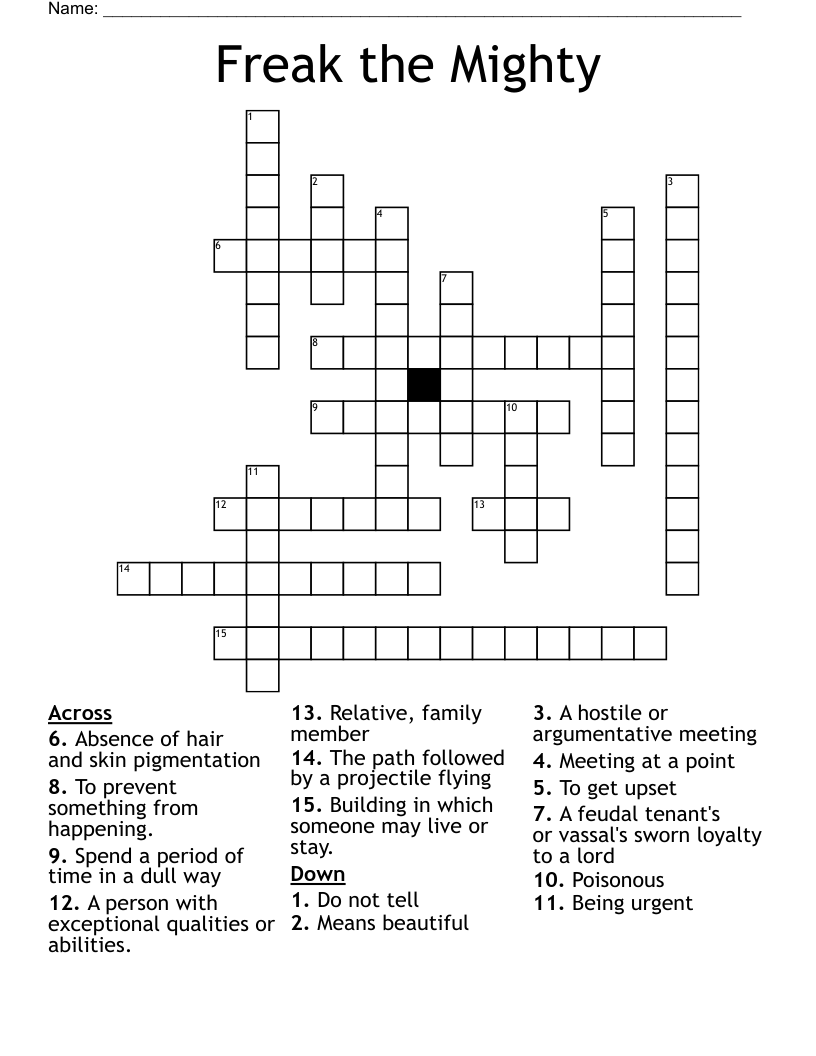 Freak the Mighty Crossword