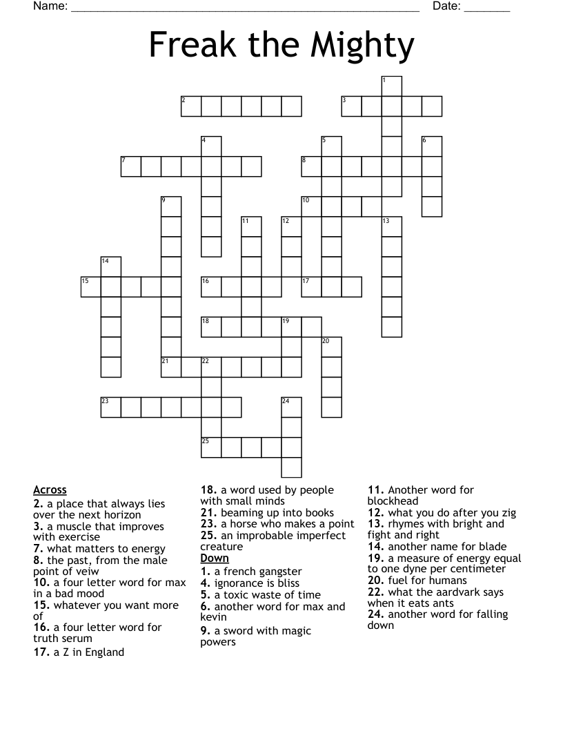 Freak the Mighty Crossword