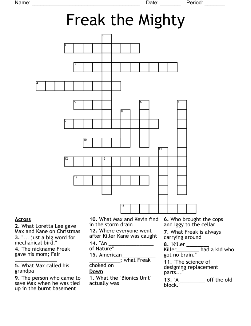 Freak the Mighty Crossword