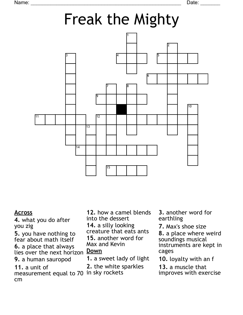 Freak the Mighty Crossword