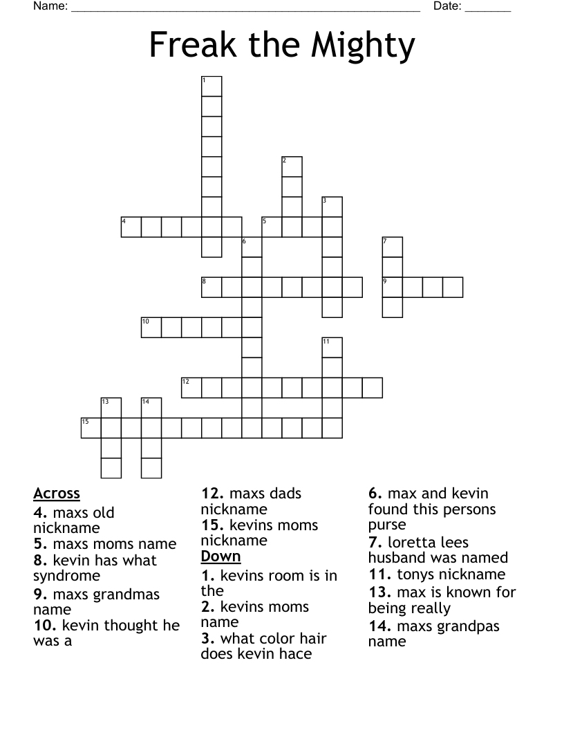 Freak the Mighty Crossword