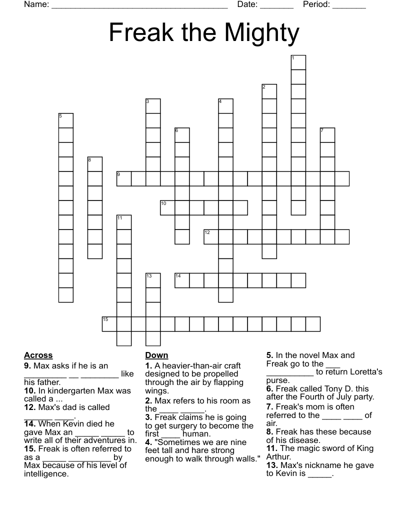 Freak the Mighty Crossword