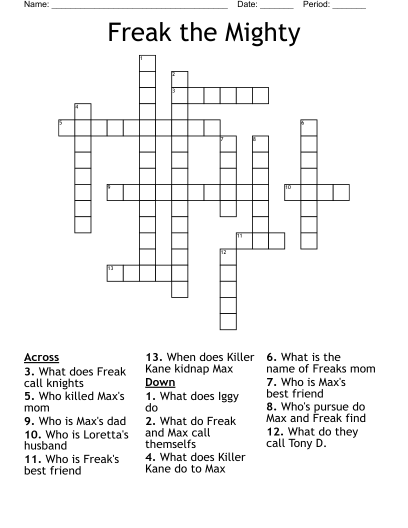 Freak the Mighty Crossword
