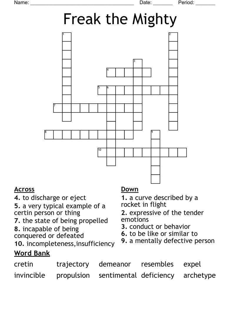 Freak the Mighty Crossword