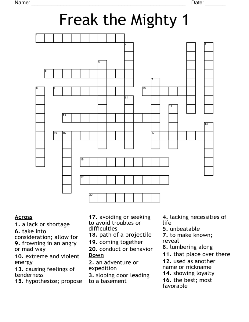 Freak the Mighty 1 Crossword