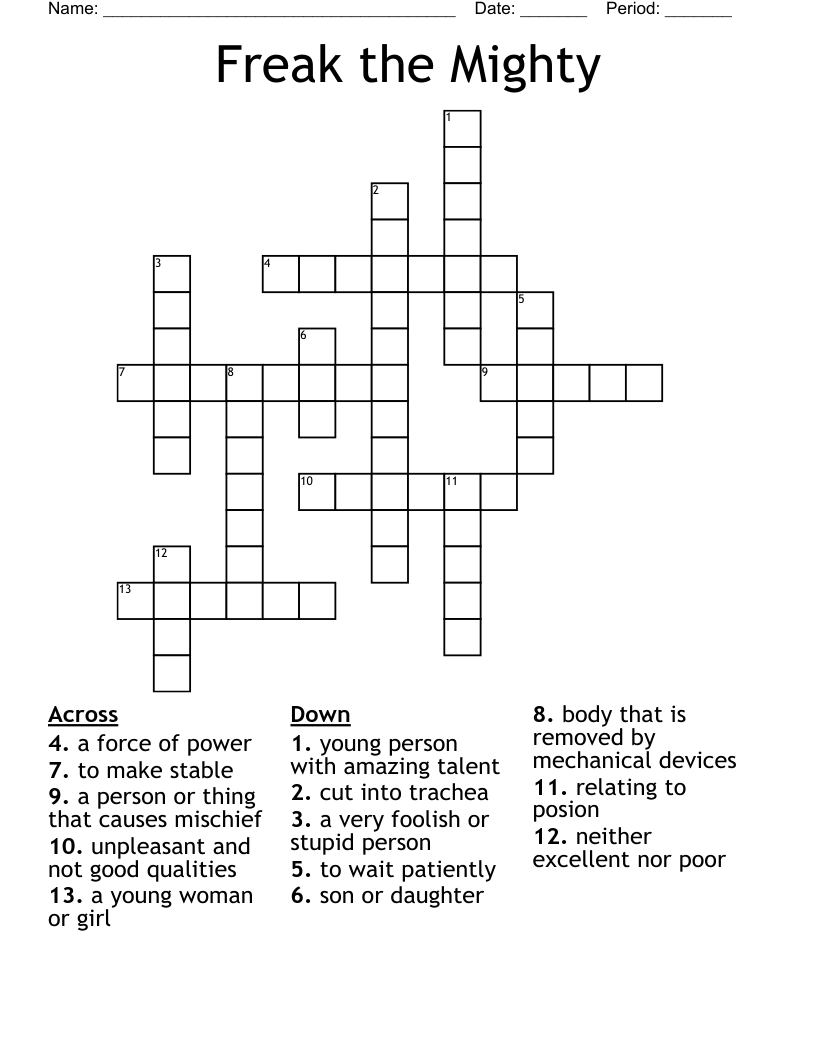 Freak the Mighty Crossword