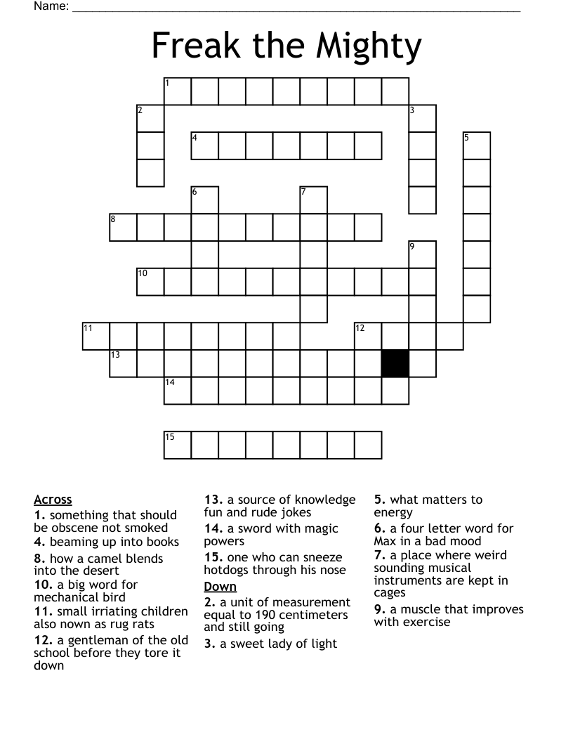 Freak the Mighty Crossword