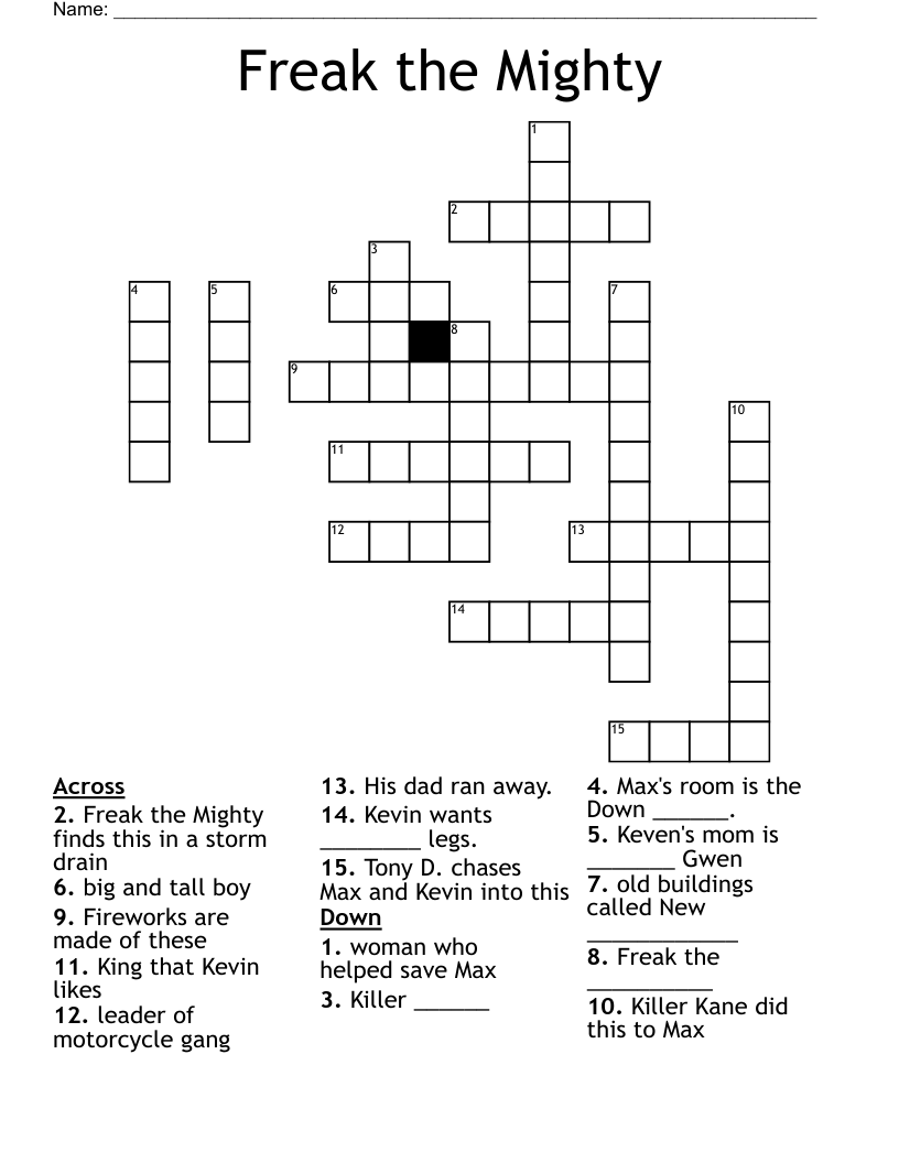 Freak the Mighty Crossword