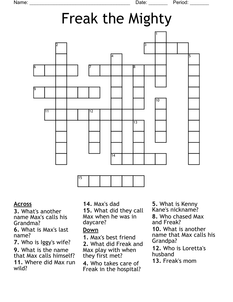 Freak the Mighty Crossword