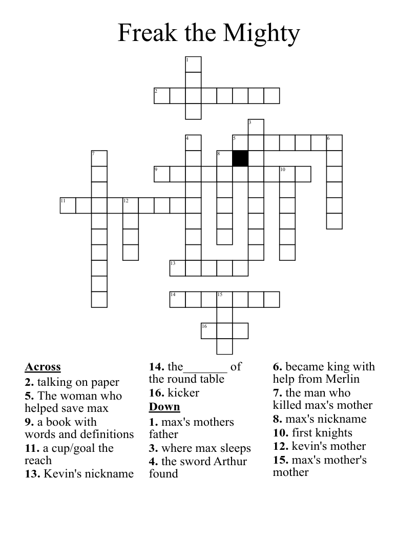 Freak the Mighty Crossword