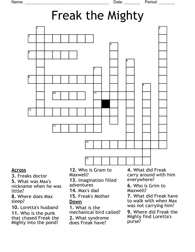 Freak the Mighty Crossword