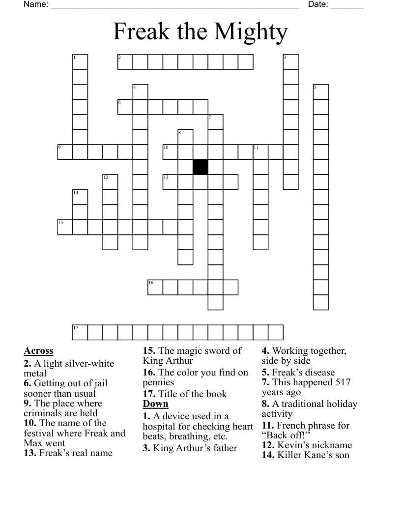 Freak the Mighty Crossword