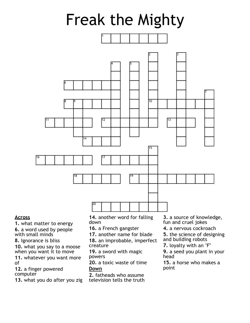 Freak the Mighty Crossword