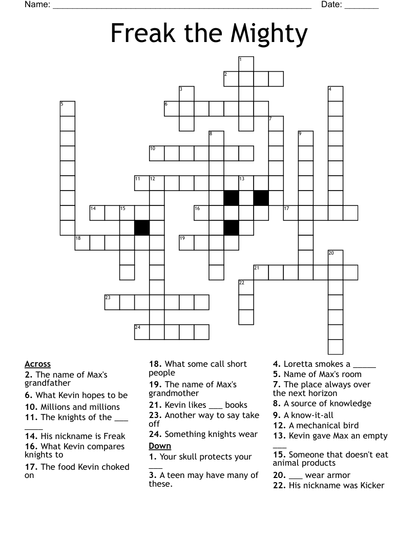 Freak the Mighty Crossword