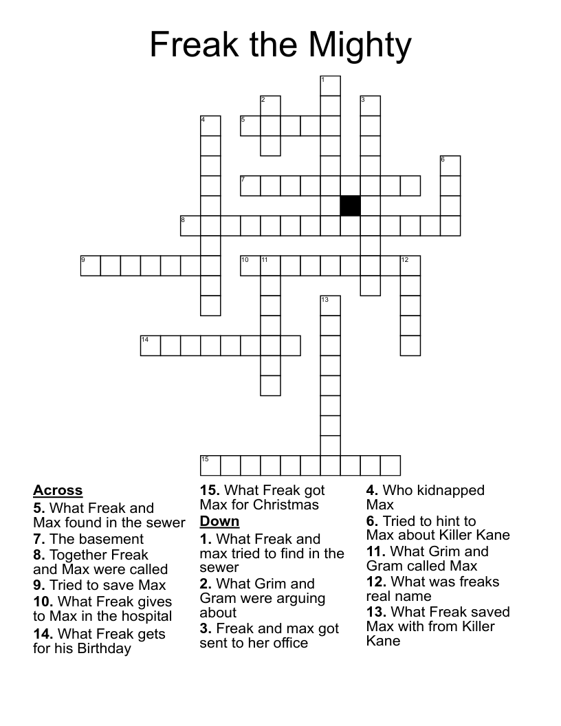 Freak the Mighty Crossword