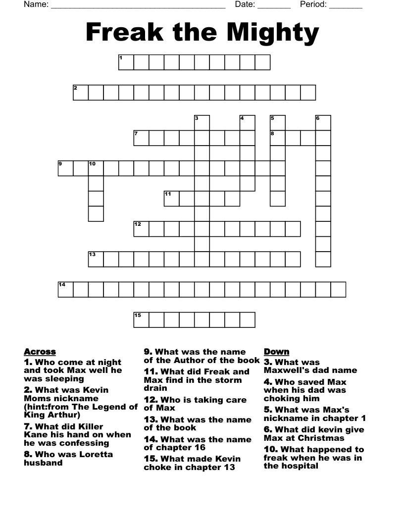 Freak the Mighty Crossword