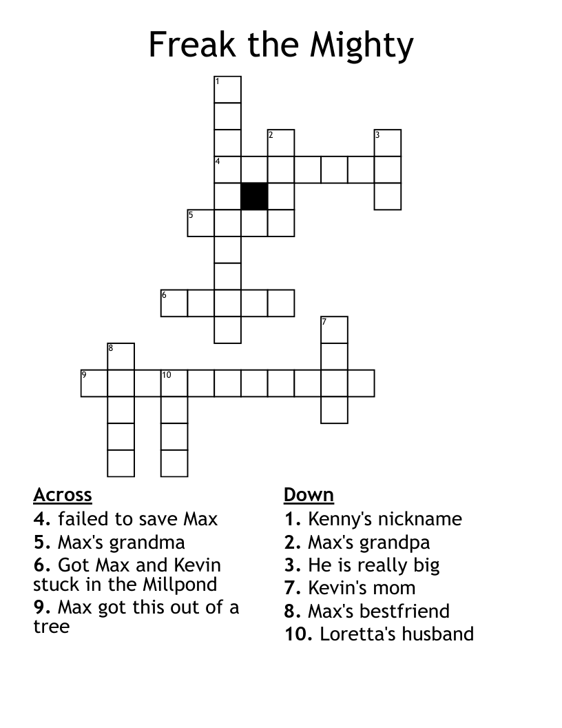 Freak the Mighty Crossword