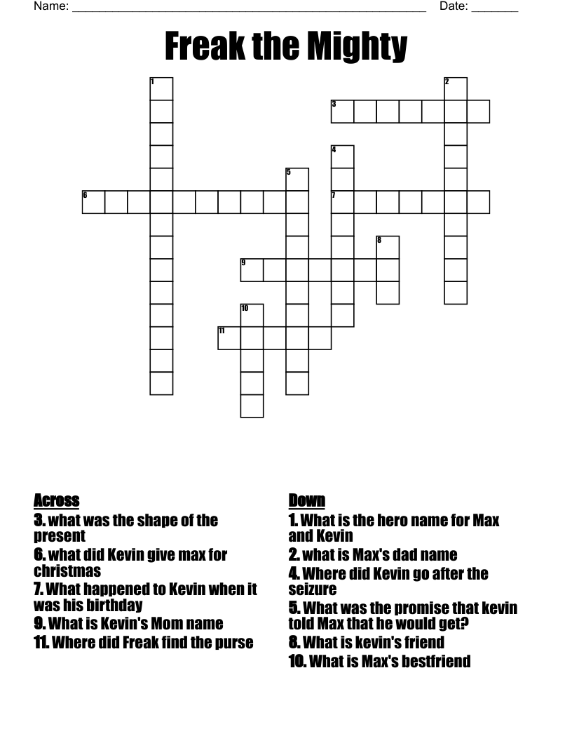 Freak the Mighty Crossword