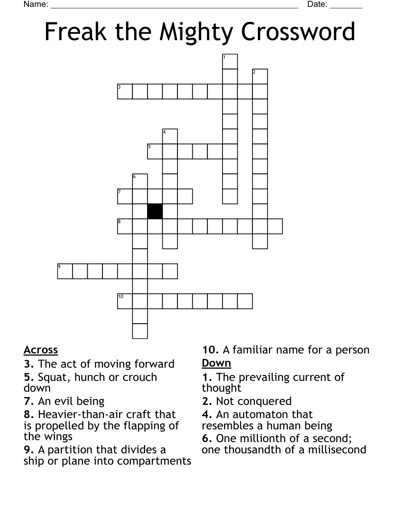 Freak the Mighty Crossword