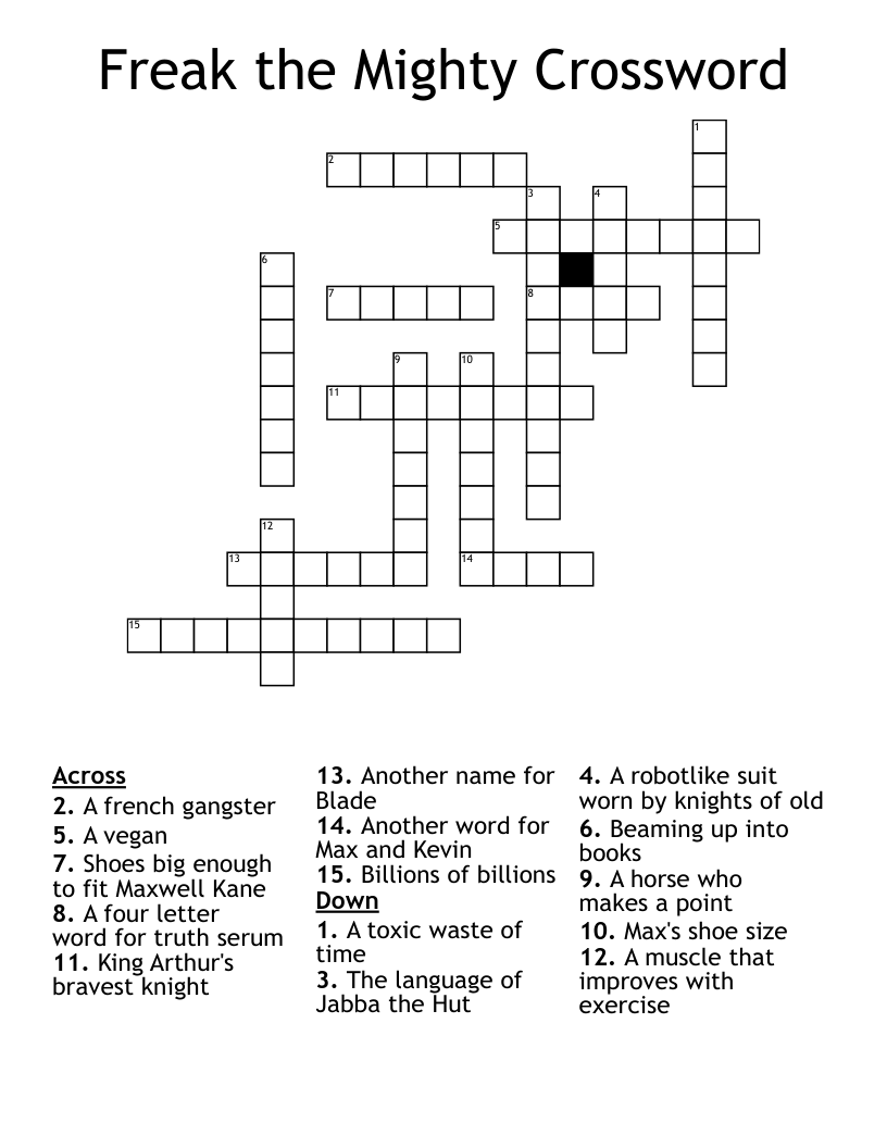 Freak the Mighty Crossword