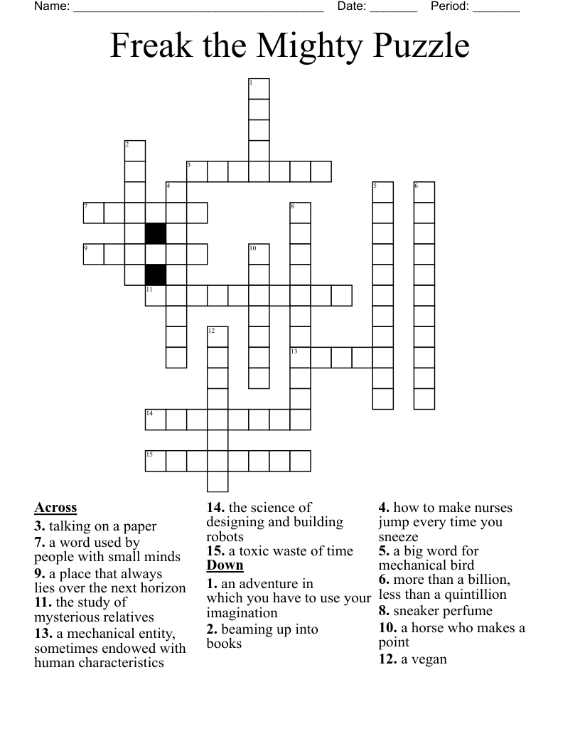 Freak the Mighty Puzzle Crossword