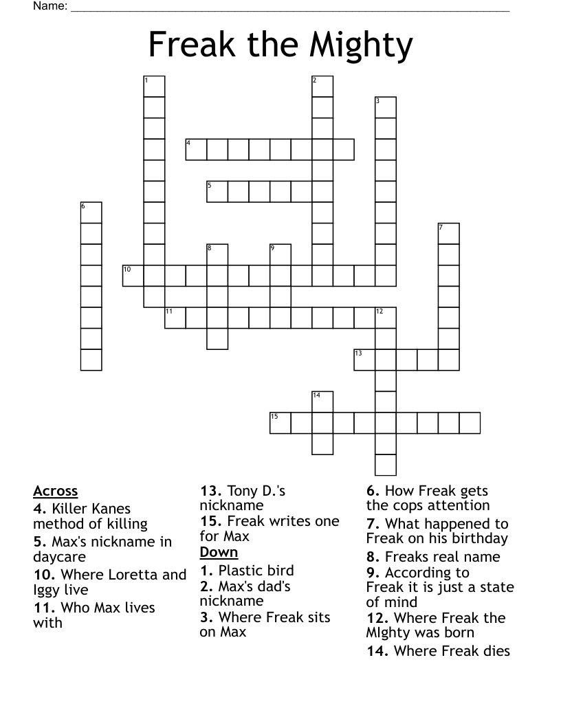 Freak the Mighty  Crossword