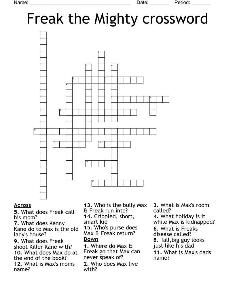 Freak the Mighty crossword