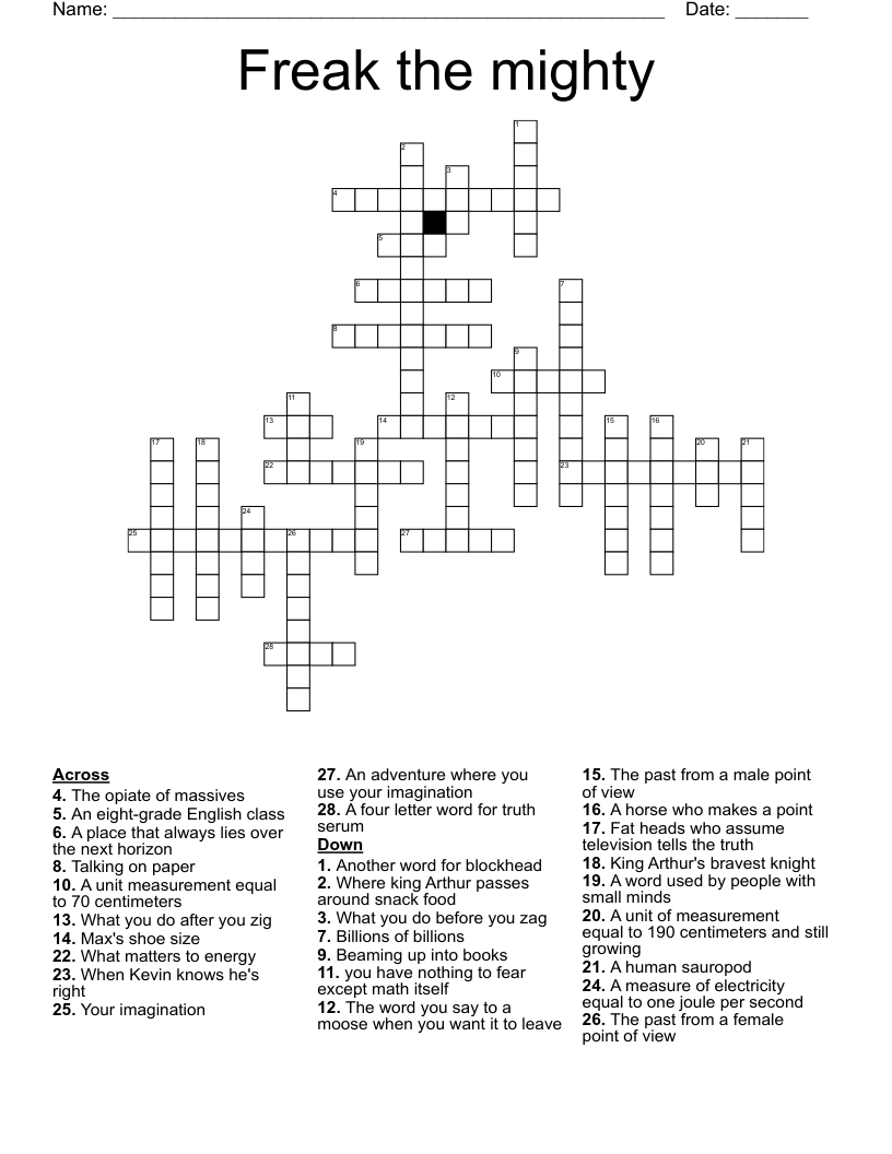 Freak the mighty Crossword