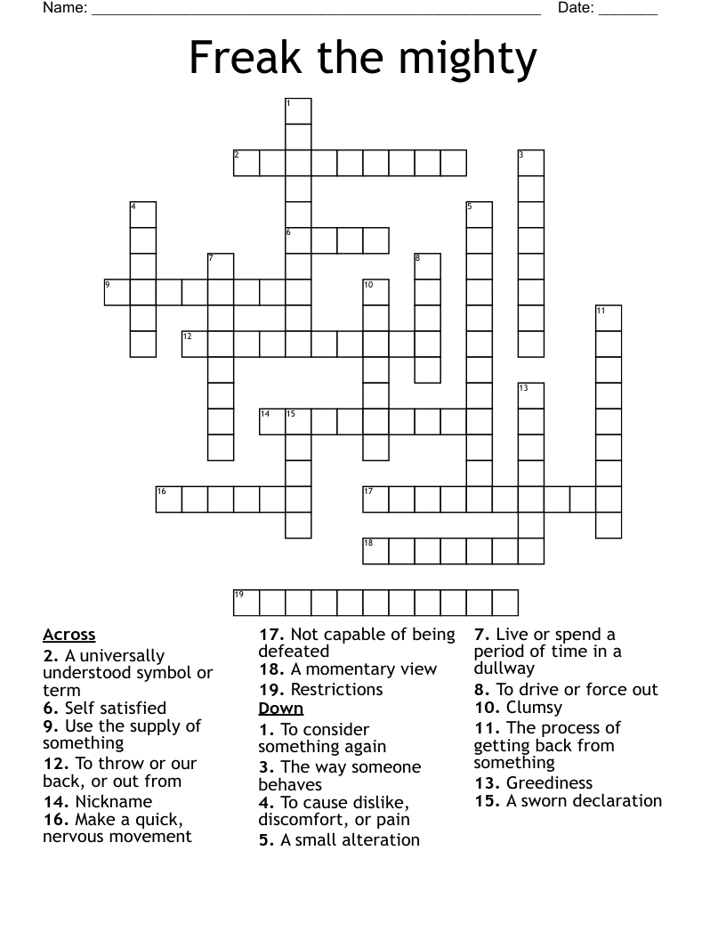 Freak the mighty Crossword