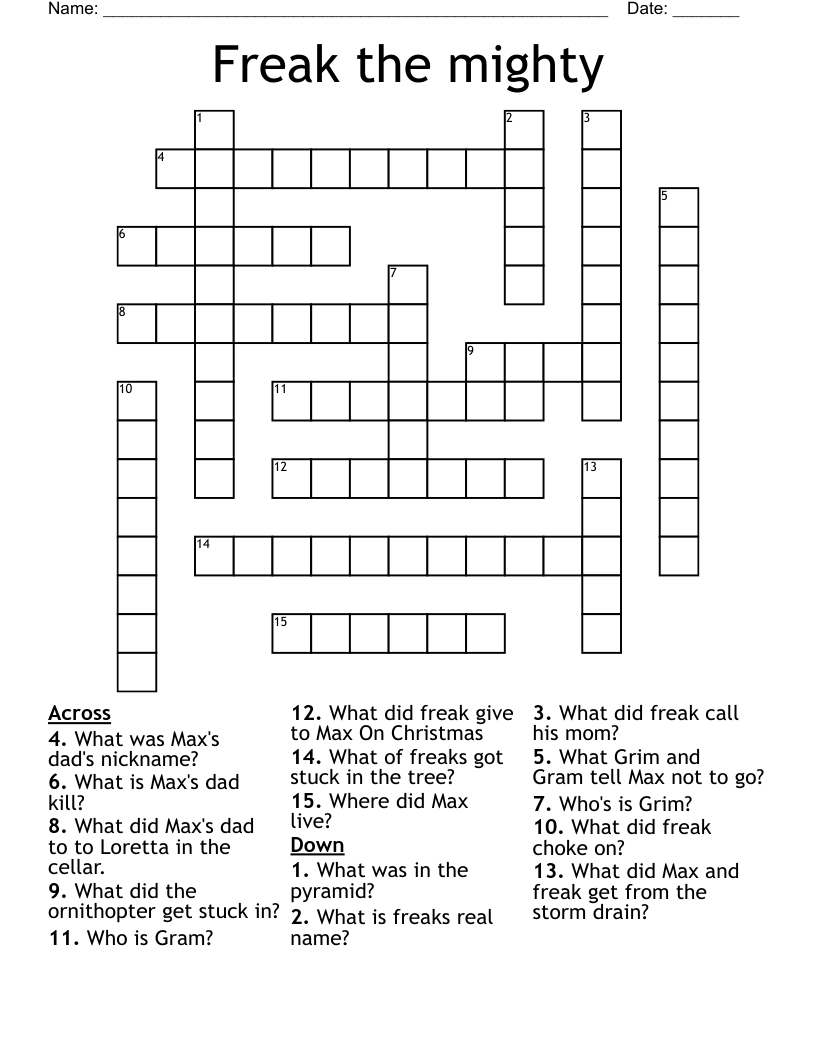 Freak the mighty Crossword