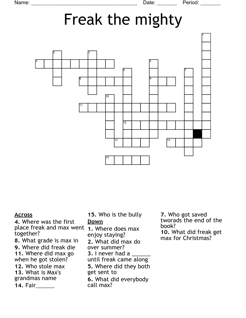 Freak the mighty Crossword