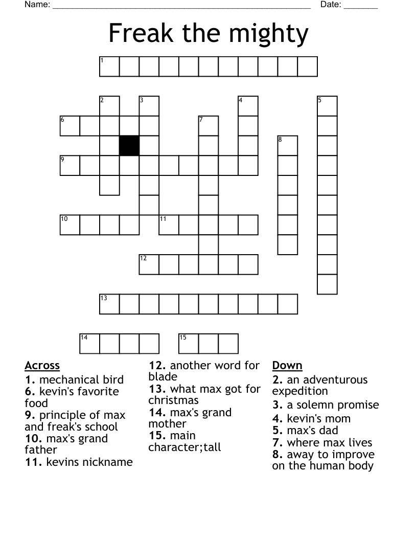 Freak the mighty Crossword