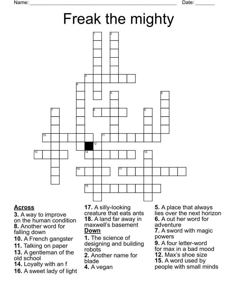 Freak the mighty Crossword