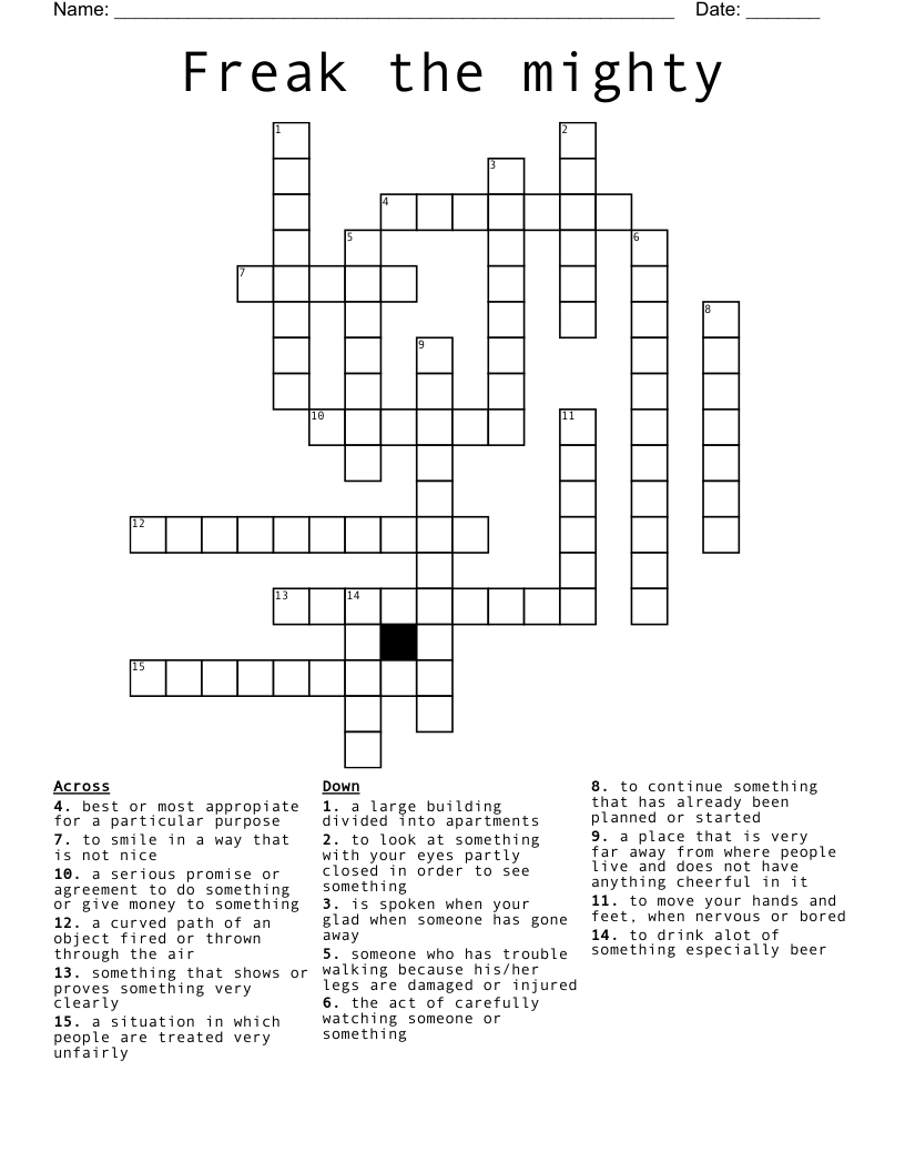 Freak the mighty Crossword