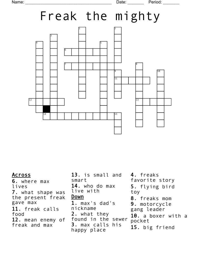 Freak the mighty Crossword