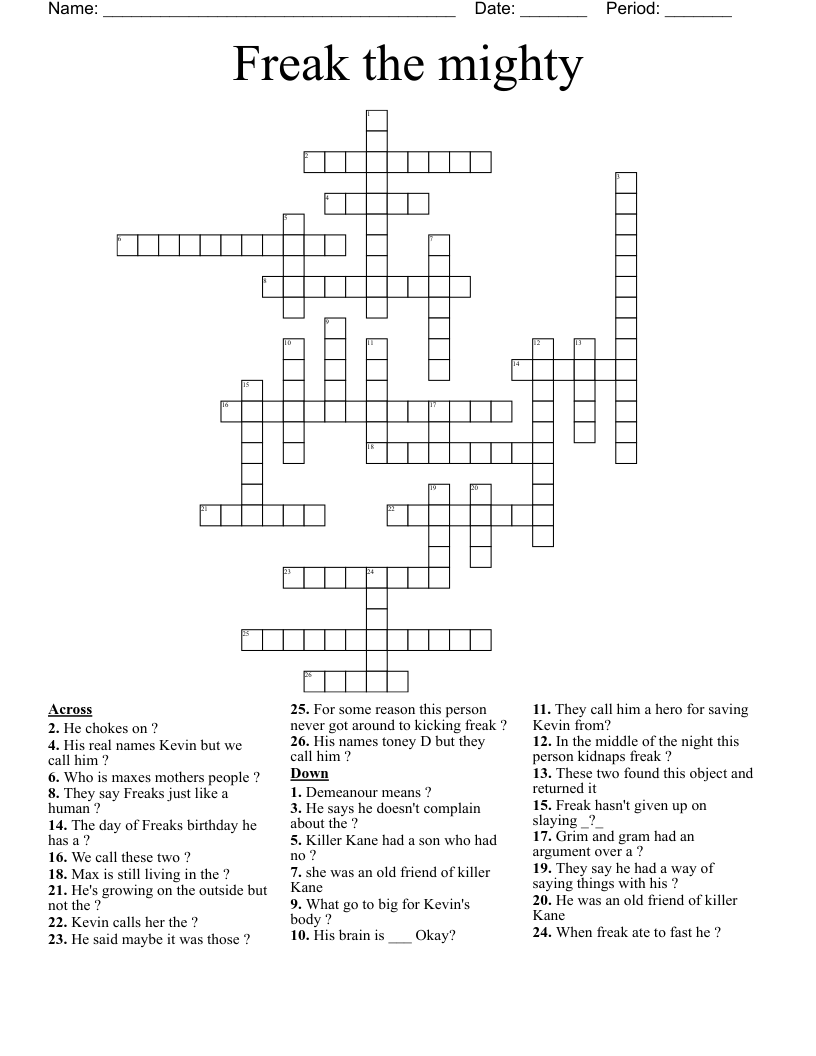 Freak the mighty  Crossword