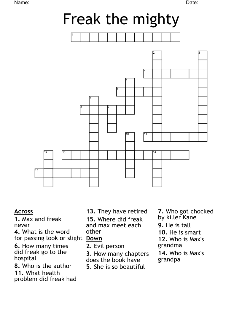 Freak the mighty  Crossword