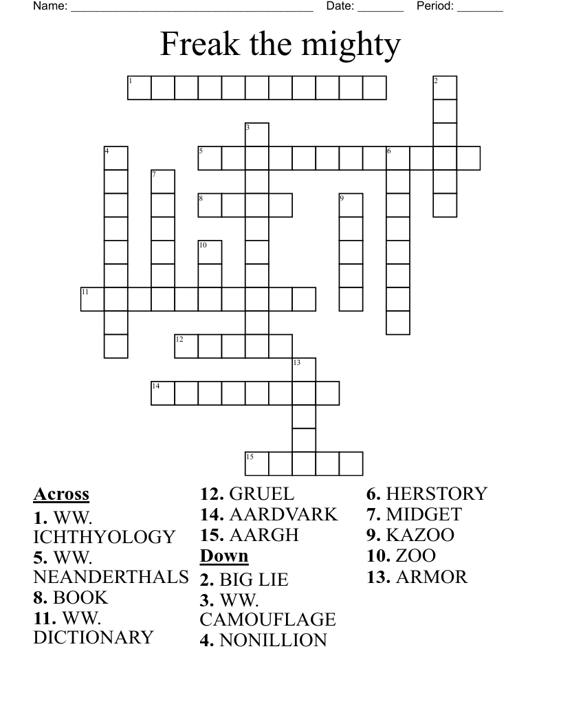 Freak the mighty  Crossword